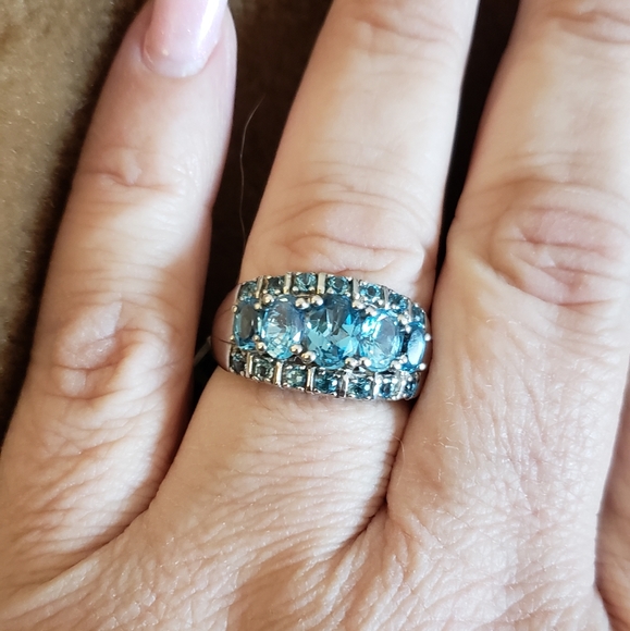Size 10, Signity Blue Topaz, 925 Silver, Gem Weight: 1 carat, NWT - Picture 3 of 12